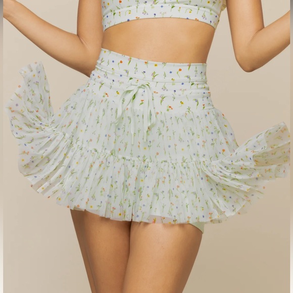 POPFLEX Pirouette Skort in Meadow with Pockets High Waist - Picture 5 of 11